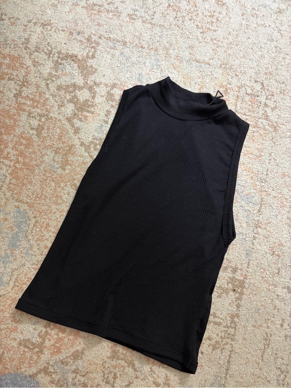 Zara Black Sleeveless Mock Neck Tank